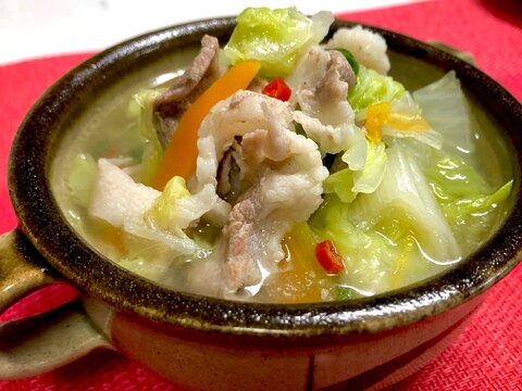 超簡単温スープ❤️白菜と豚肉の中華風スープ